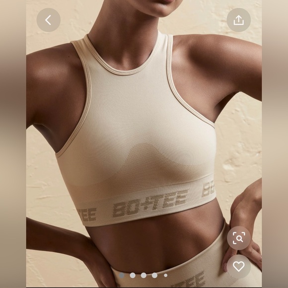 BO+TEE Beige Seamless Sports Bra & Shorts SET NWT S - Picture 7 of 8